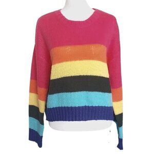 Jolt Stripe Multicolor Crop Sweater Y2K Women's Size M